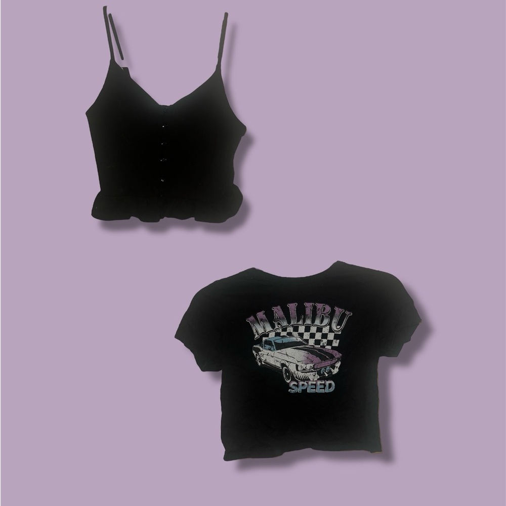 Black Cotton Crop Top Duo